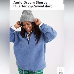 Aerie Dream Sherpa Quarter Zip Sweatshirt